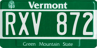 VT license plate RXV872