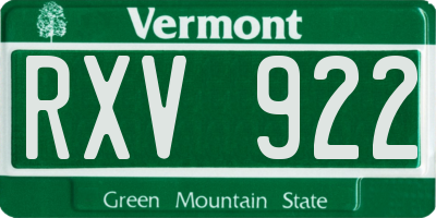 VT license plate RXV922