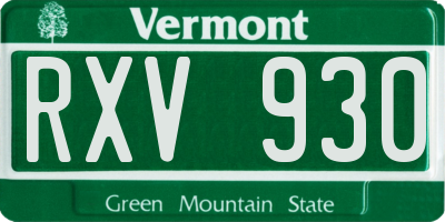 VT license plate RXV930