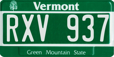 VT license plate RXV937