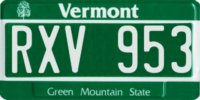 VT license plate RXV953