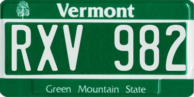 VT license plate RXV982