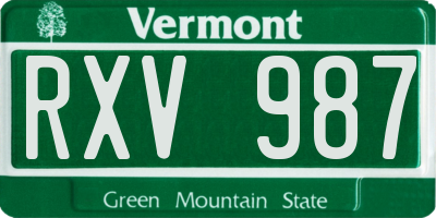 VT license plate RXV987