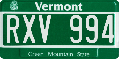 VT license plate RXV994