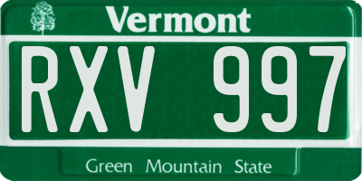 VT license plate RXV997