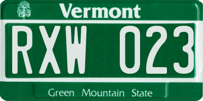 VT license plate RXW023