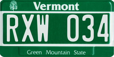 VT license plate RXW034
