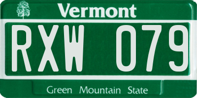 VT license plate RXW079