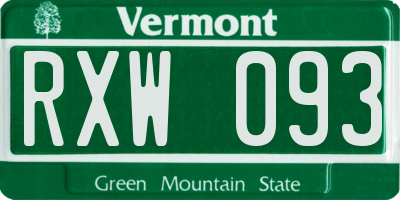 VT license plate RXW093