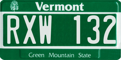 VT license plate RXW132