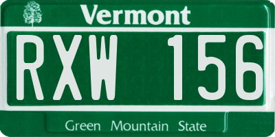 VT license plate RXW156