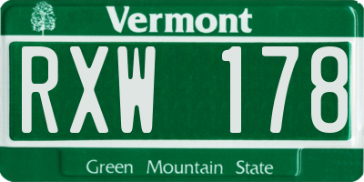 VT license plate RXW178