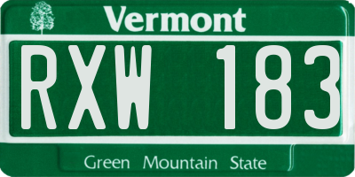 VT license plate RXW183