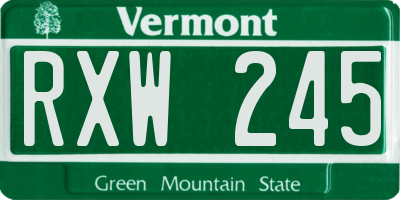 VT license plate RXW245