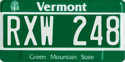 VT license plate RXW248