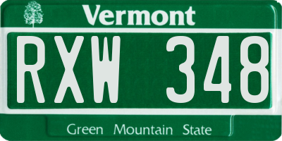 VT license plate RXW348