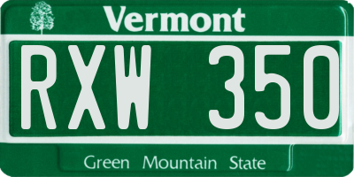 VT license plate RXW350