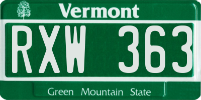 VT license plate RXW363