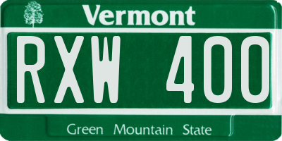 VT license plate RXW400