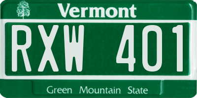 VT license plate RXW401