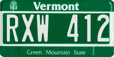 VT license plate RXW412