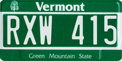 VT license plate RXW415