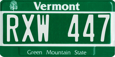 VT license plate RXW447