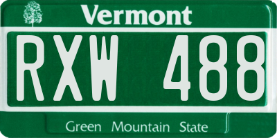 VT license plate RXW488