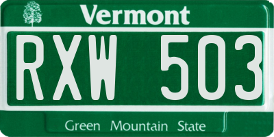 VT license plate RXW503