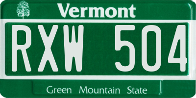 VT license plate RXW504