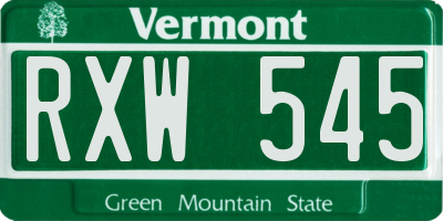 VT license plate RXW545