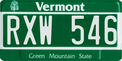VT license plate RXW546
