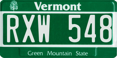 VT license plate RXW548
