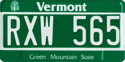VT license plate RXW565