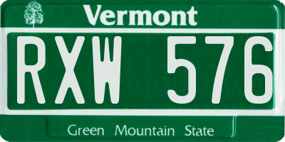 VT license plate RXW576