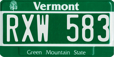VT license plate RXW583