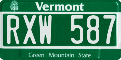 VT license plate RXW587