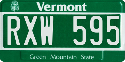 VT license plate RXW595