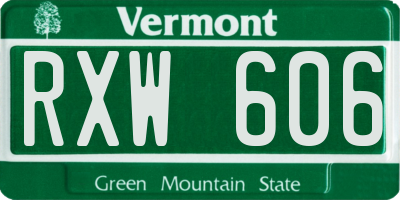 VT license plate RXW606