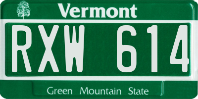 VT license plate RXW614