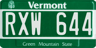 VT license plate RXW644
