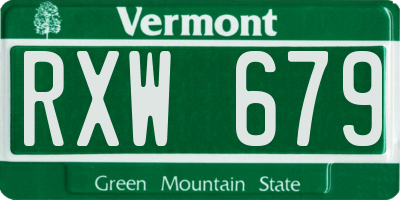 VT license plate RXW679