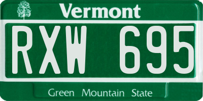 VT license plate RXW695