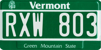 VT license plate RXW803