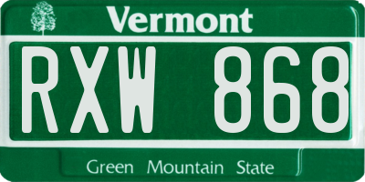 VT license plate RXW868