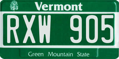 VT license plate RXW905
