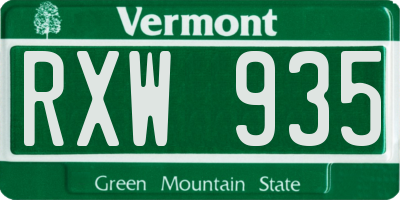 VT license plate RXW935