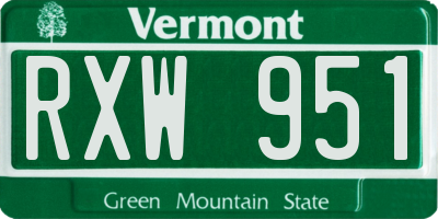 VT license plate RXW951