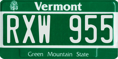 VT license plate RXW955