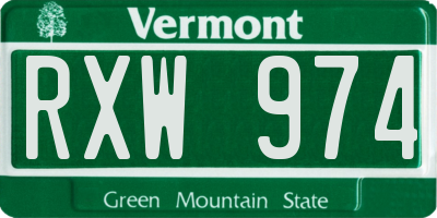 VT license plate RXW974